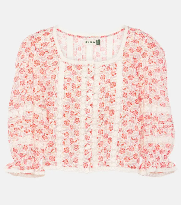 Rixo Jacques floral cotton voile top