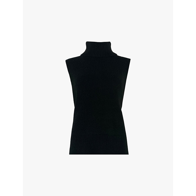 Ro&Zo Black Sleeveless High Neck Jumper