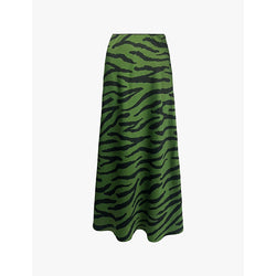 Womens Ro&Zo Elasticated-waistband zebra-print woven maxi skirt