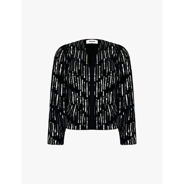 Womens Ro&Zo Embellished long-sleeve stretch-woven jacket