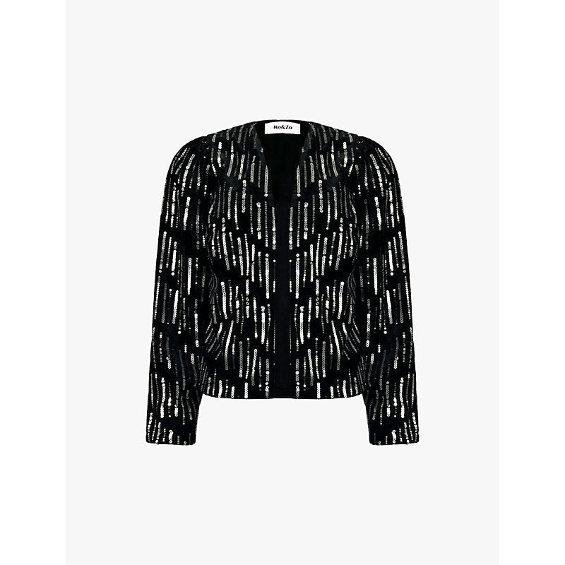 Womens Ro&Zo Embellished long-sleeve stretch-woven jacket