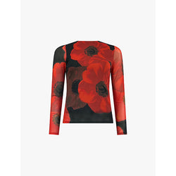 Womens Ro&Zo Floral-placement printed mesh top