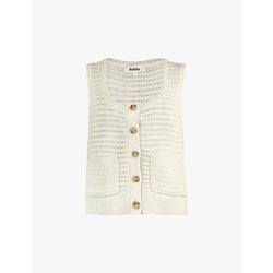 Ro&Zo Knitted scoop-neck button-down cotton vest