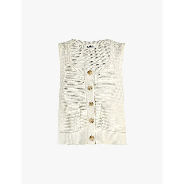 Womens Ro&Zo Knitted scoop-neck button-down cotton vest