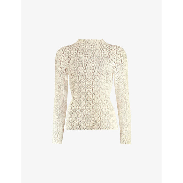 Ro&Zo Lace high-neck long-sleeve stretch-knit top | LYBSTORE