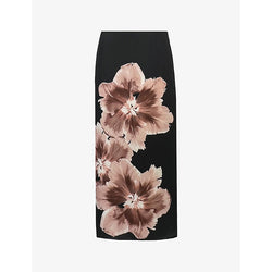 Ro&Zo Mono floral-print recycled polyester-blend midi skirt