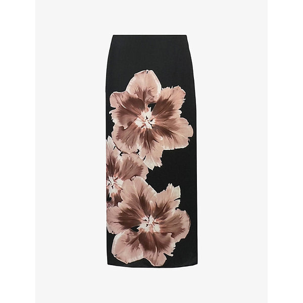 Womens Ro&Zo Mono floral-print recycled polyester-blend midi skirt