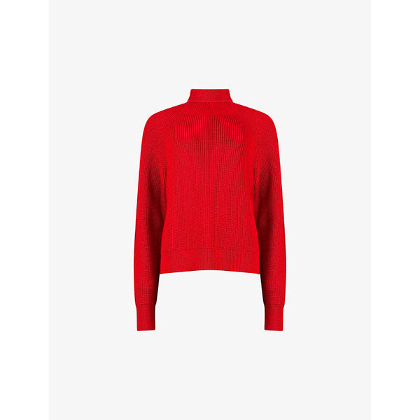 Womens Ro&Zo Rolled-neck ribbed knitted jumper