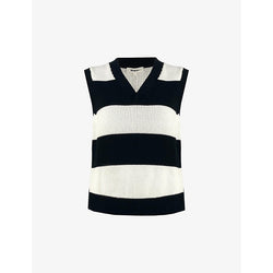 Ro&Zo V-neck relaxed-fit striped cotton-knit vest