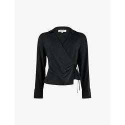 Womens Ro&Zo Wrap-over collared crepe shirt