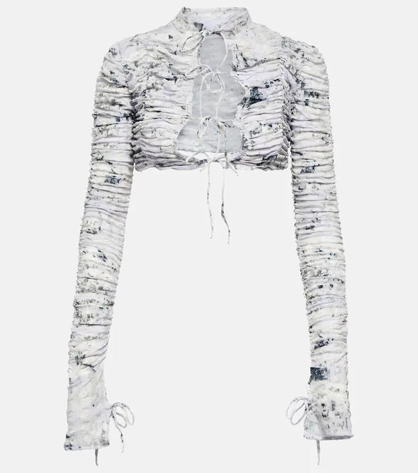 Roberta Einer Tie-front printed cropped cardigan | LYBSTORE