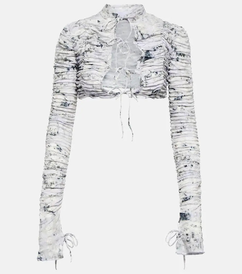 Roberta Einer Tie-front printed cropped cardigan | LYBSTORE