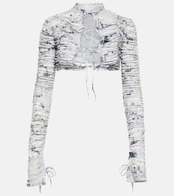 Roberta Einer Tie-front printed cropped cardigan