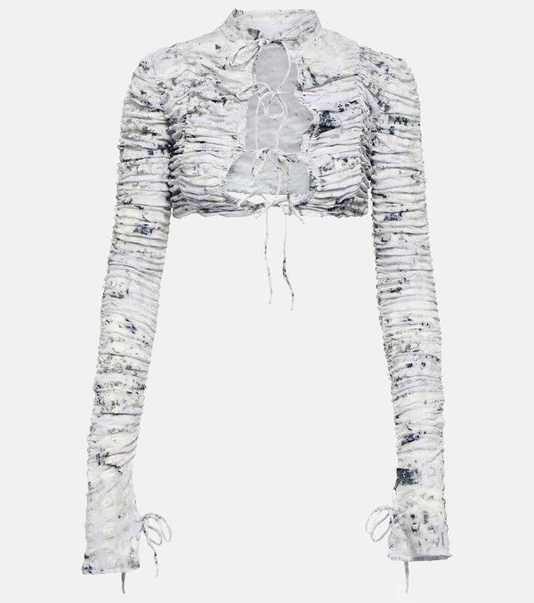 Roberta Einer Tie-front printed cropped cardigan