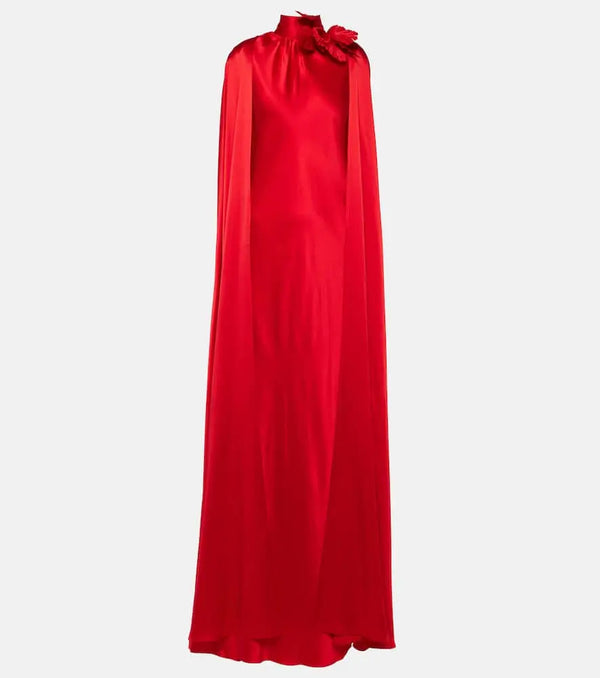 Rodarte Floral-appliqué caped silk gown | LYBSTORE