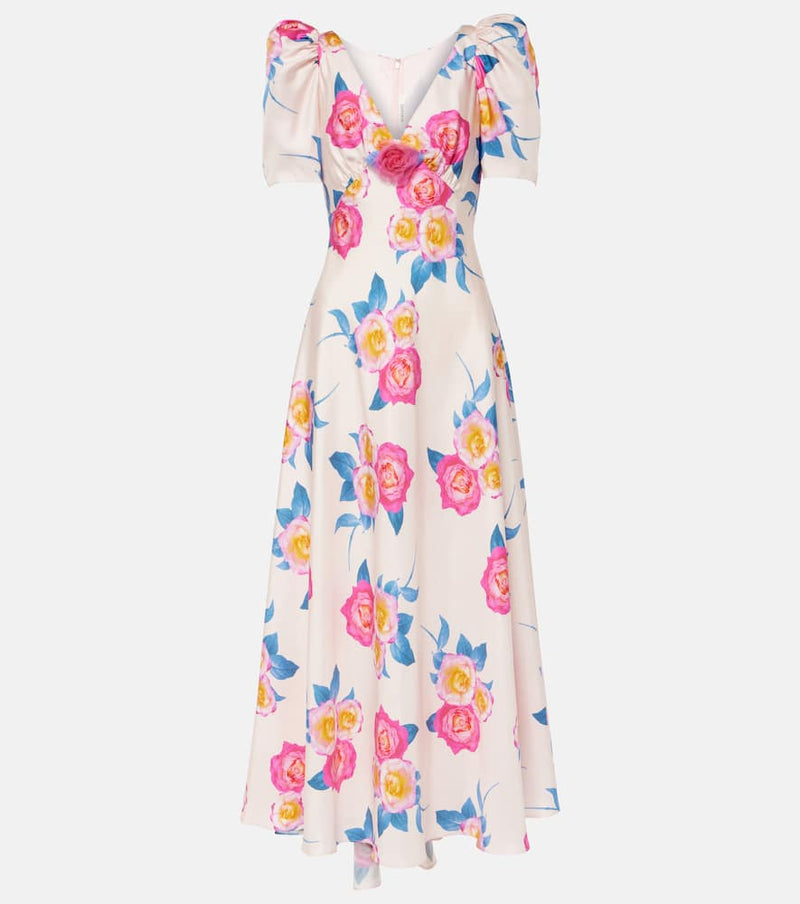 Rodarte Floral silk twill midi dress