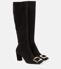 Roger Vivier Belle Vivier suede knee-high boots