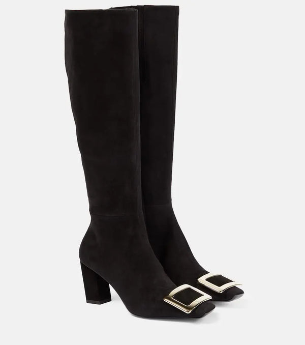 Roger Vivier Belle Vivier suede knee-high boots