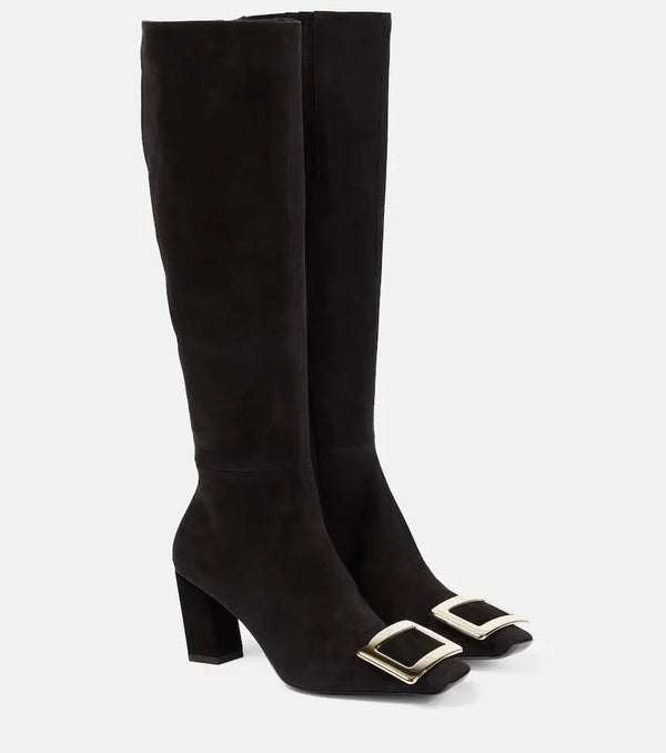 Roger Vivier Belle Vivier suede knee-high boots | LYBSTORE