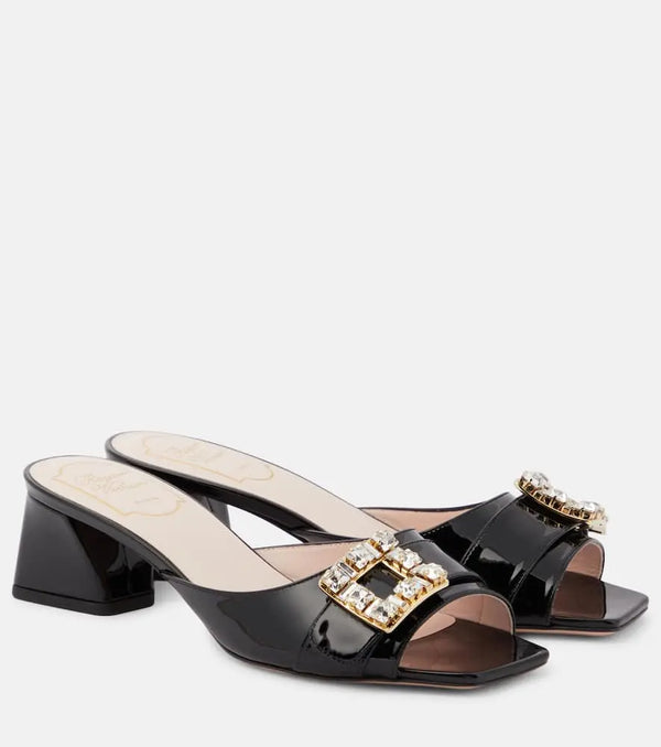 Roger Vivier Bikiviv embellished patent leather mules | LYBSTORE