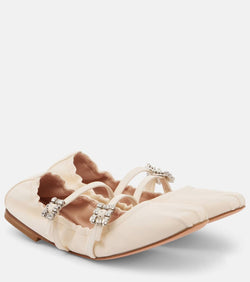 Roger Vivier Crystal-embellished leather ballet flats