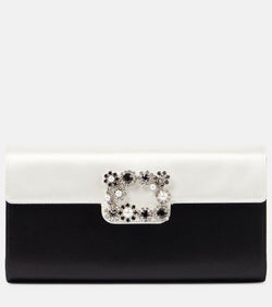 Roger Vivier Flower Strass satin clutch