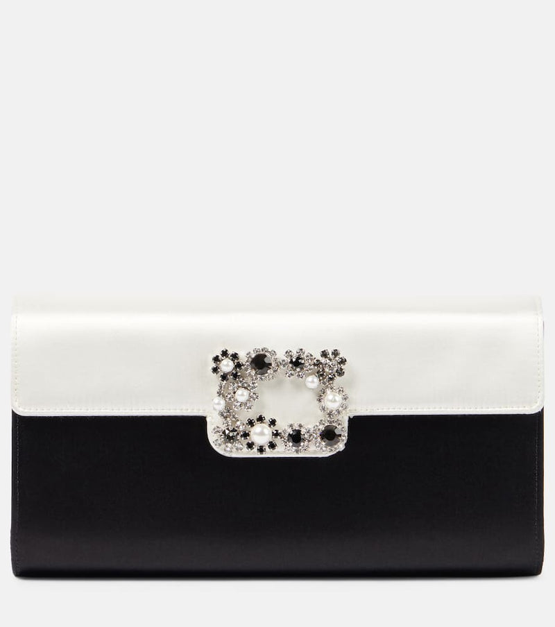 Roger Vivier Flower Strass satin clutch