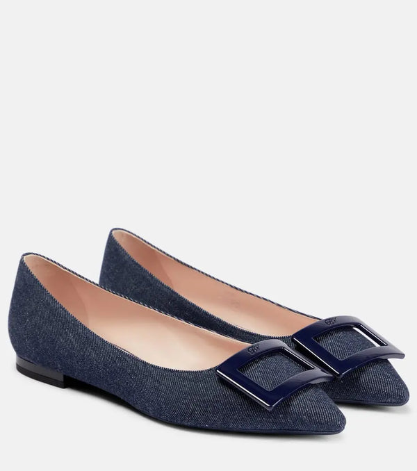 Roger Vivier Gommettine Ball denim ballet flats | LYBSTORE