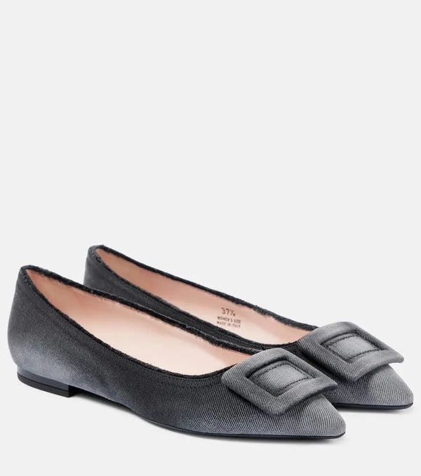 Roger Vivier Gommettine denim ballet flats | LYBSTORE