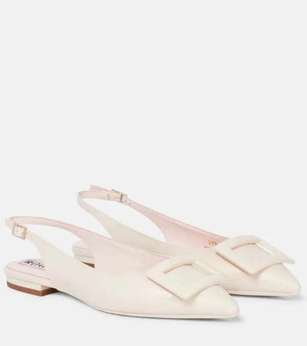 Roger Vivier Gommettine leather slingback flats | LYBSTORE