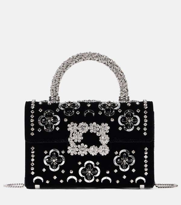 Roger Vivier Jewel Efflorescence embellished velvet tote bag