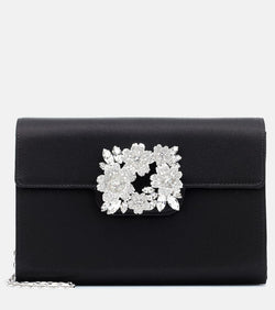 Roger Vivier RV Bouquet embellished satin clutch