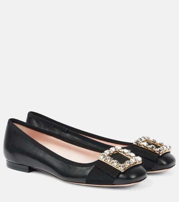 Roger Vivier Tres Vivier embellished leather ballet flats | LYBSTORE