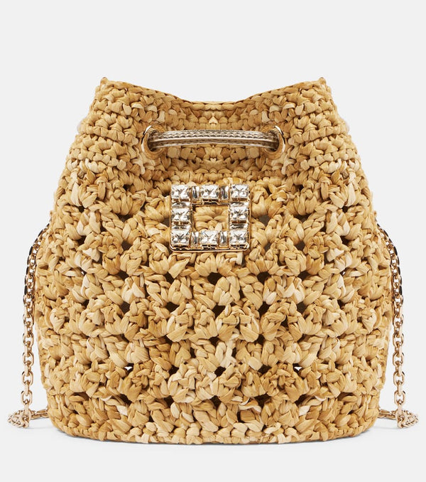 Roger Vivier Tres Vivier raffia-effect bucket bag