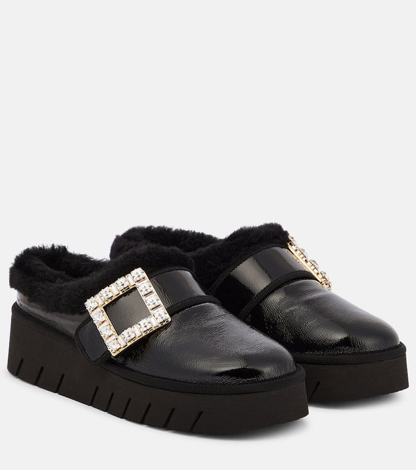 Roger Vivier Viv Winter platform leather mules | LYBSTORE