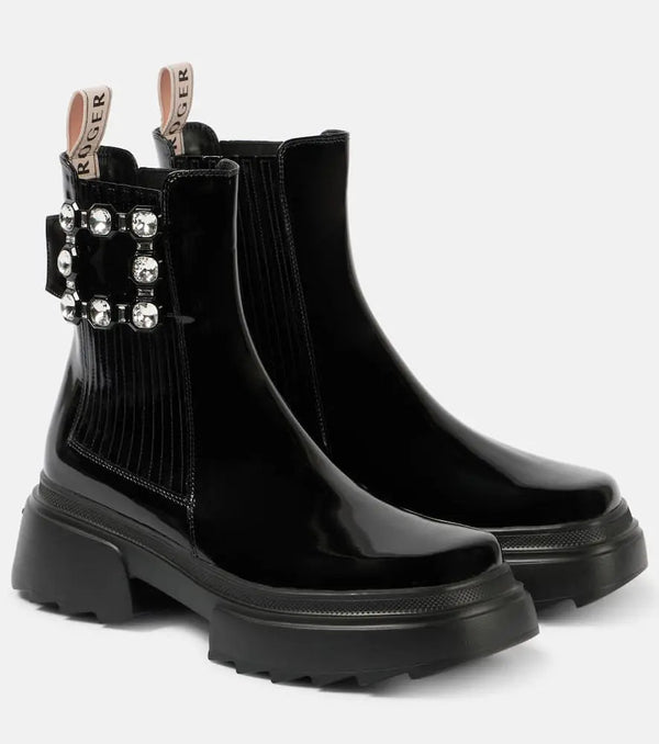 Roger Vivier Wallaviv patent leather Chelsea boots | LYBSTORE