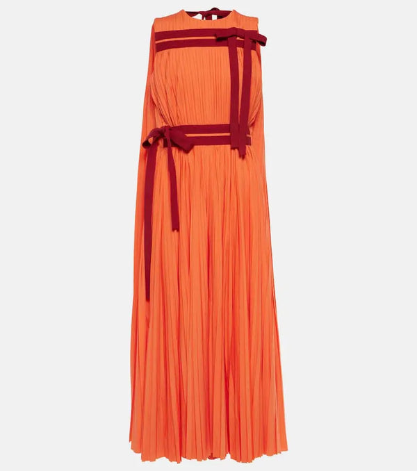 Roksanda Calista caped bow-detail plissé midi dress | LYBSTORE