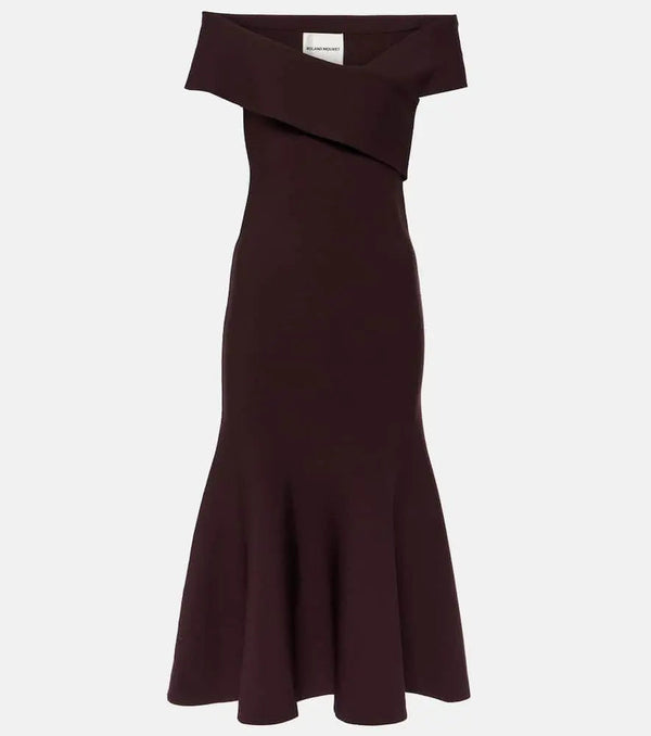 Roland Mouret Asymmetric off-shoulder midi dress | LYBSTORE