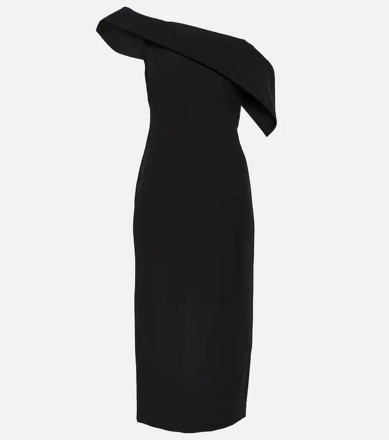 Roland Mouret Asymmetric wool and silk midi dress