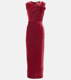 Roland Mouret Bow-detail velvet maxi dress