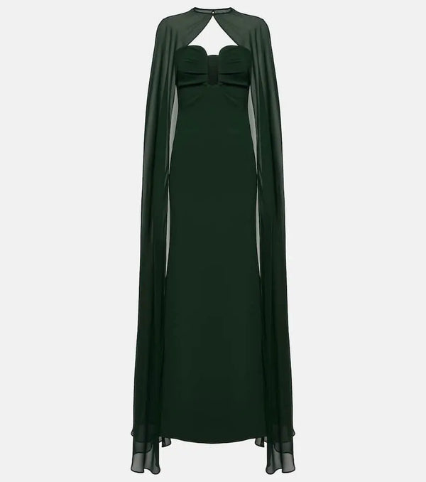 Roland Mouret Caped strapless satin crepe gown | LYBSTORE