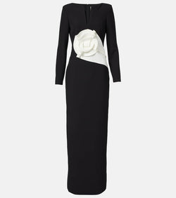 Roland Mouret Floral-appliqué crêpe gown