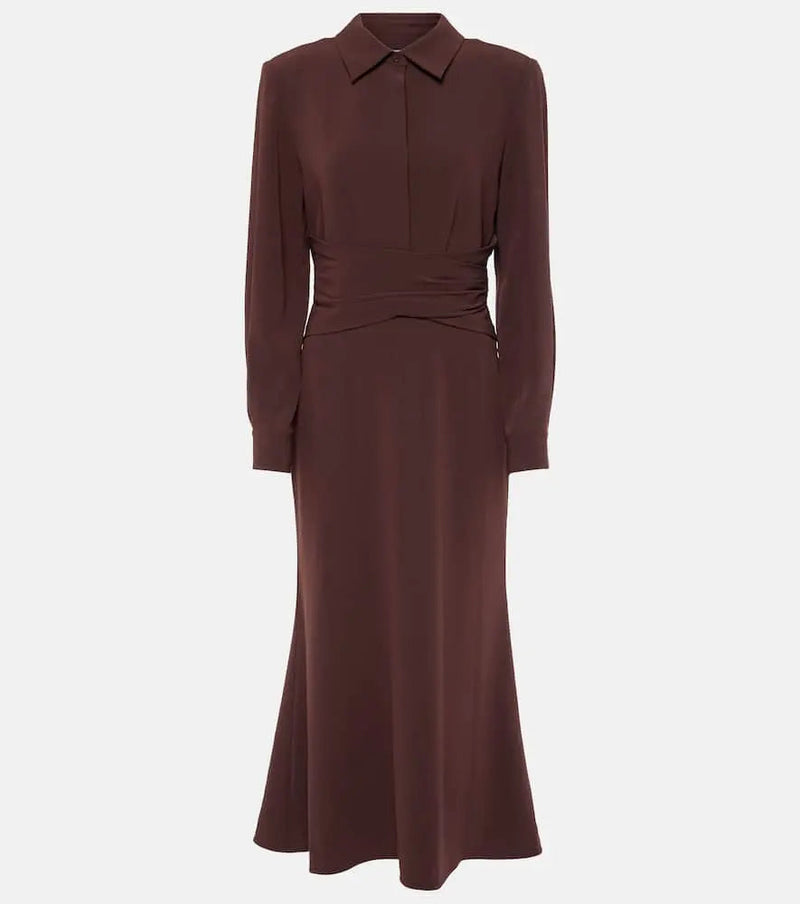 Roland Mouret Gathered crêpe satin midi dress