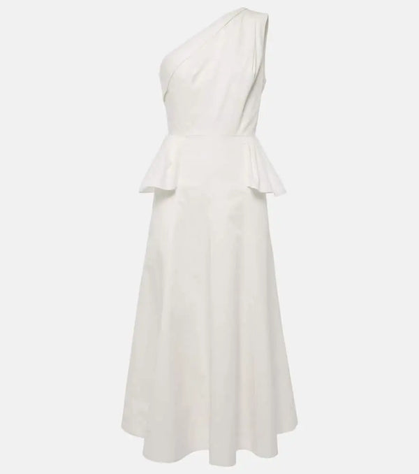 Roland Mouret One-shoulder cotton poplin midi dress | LYBSTORE