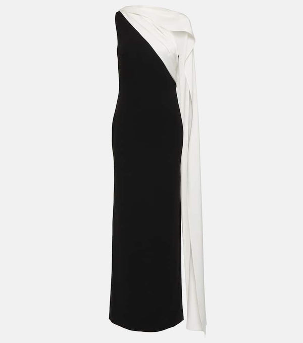 Roland Mouret One-shoulder scarf-detail cady gown