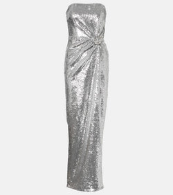 Roland Mouret Sequined gathered corset gown