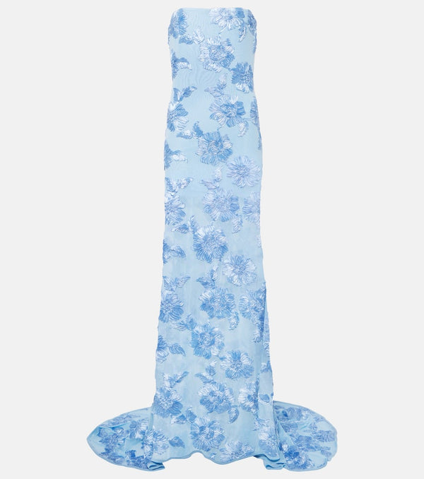 Rotate Alberty floral-appliqué mesh gown | LYBSTORE