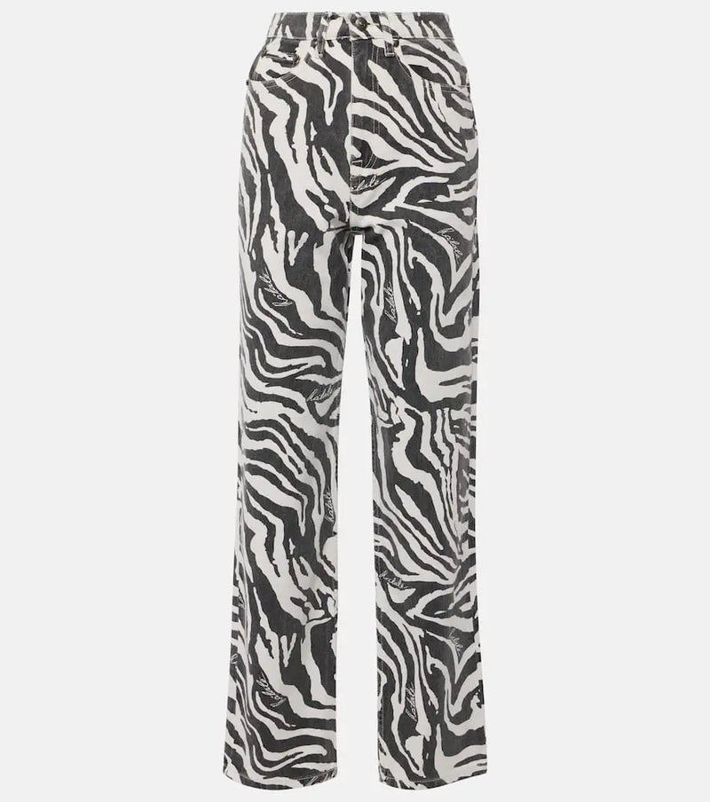 Rotate Betty zebra-print straight jeans | LYBSTORE