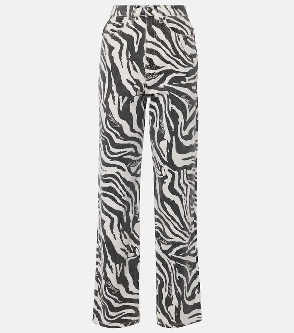 Rotate Betty zebra-print straight jeans