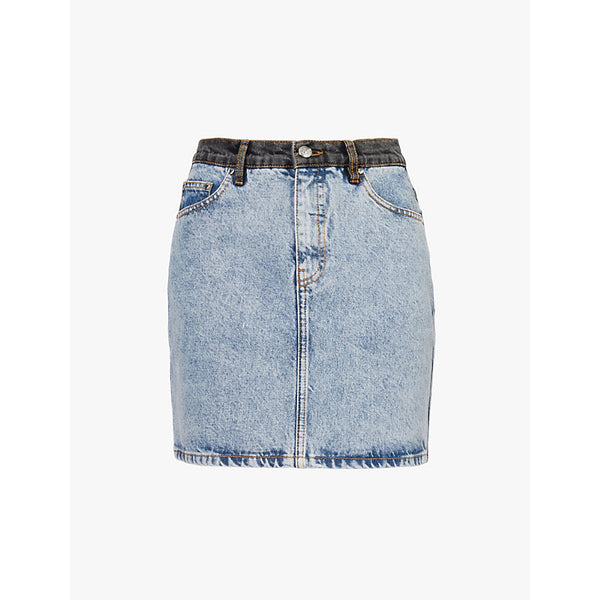 Womens Rotate Birger Christensen Patchwork heart-shaped hardware denim mini skirt